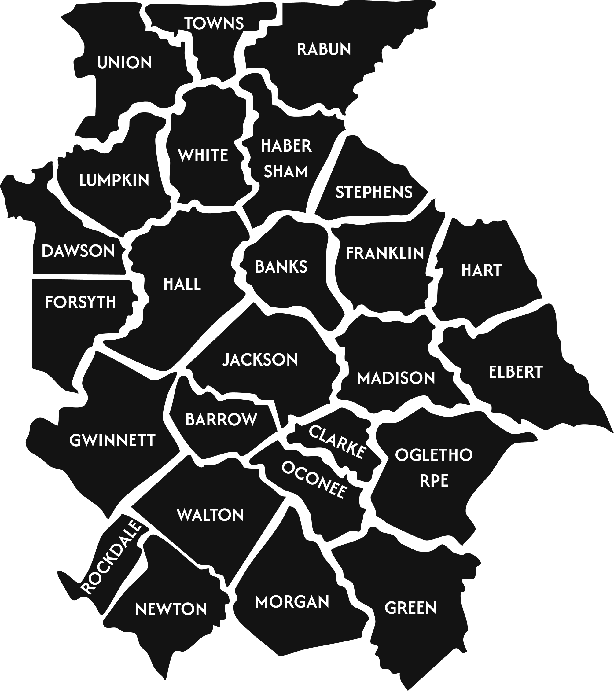 Georgia 26 Counties Map